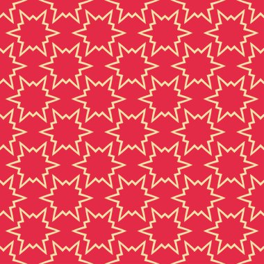 Tasarım projeleriniz için kırmızı zemin üzerindeki dekoratif süslemeli arkaplan deseni, pürüzsüz desenler, düz dizaynlı duvar kağıdı desenleri. Vektör illüstrasyonu