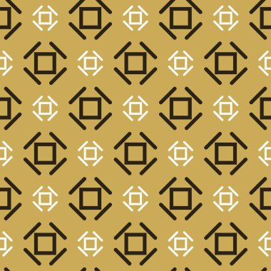 Tasarım projeleriniz için altın zemin üzerinde basit geometrik desenlere sahip arkaplan resimleri, pürüzsüz desenler, düz dizaynlı duvar kağıdı dokuları. Vektör illüstrasyonu