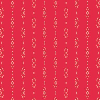 Kırmızı arka planda modaya uygun dekoratif süslemeleri olan kusursuz bir desen. Kumaş doku örneği, dikişsiz duvar kağıdı. Vektör illüstrasyonu