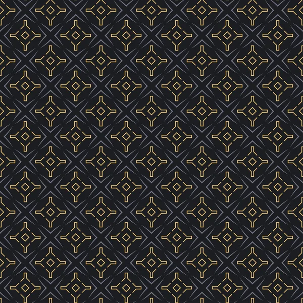 Seamless Pattern Geometric Gold Ornament Black Background Vector — Vetor de Stock