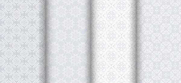 Decorative Seamless Patterns Light Gray Background Set Royalty Free Stock Vectors
