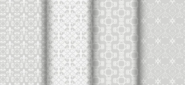 Conjunto Patrones Fondo Gris Claro Vector — Vector de stock