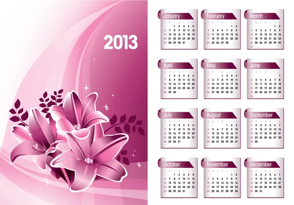 Calendario 2013 . — Archivo Imágenes Vectoriales