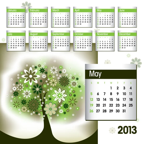 2013-as naptár. május. — Stock Vector