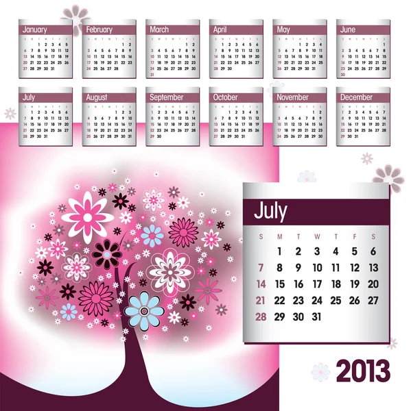 Calendrier 2013. Juillet . — Image vectorielle