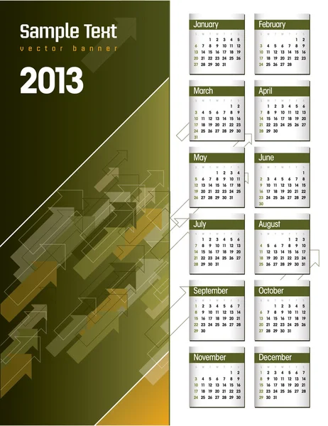 Calendario 2013 . — Vector de stock