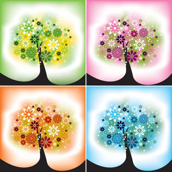 Four season trees, vector illustration. — Stock Vector