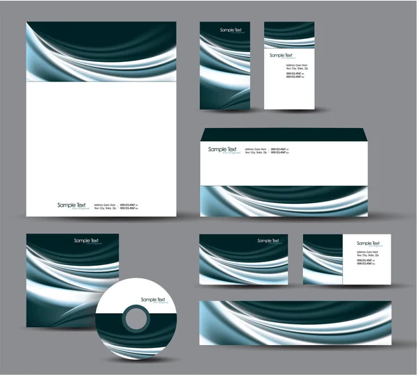 Pakiet nowoczesnej tożsamości. projekt wektor. papier firmowy, wizytówki, cd, dvd, koperty, transparent, nagłówek. — Wektor stockowy