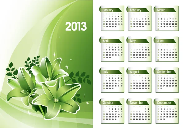 Calendario 2013 . — Vector de stock