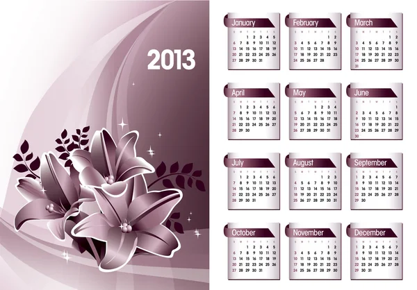 Calendario 2013 . — Archivo Imágenes Vectoriales