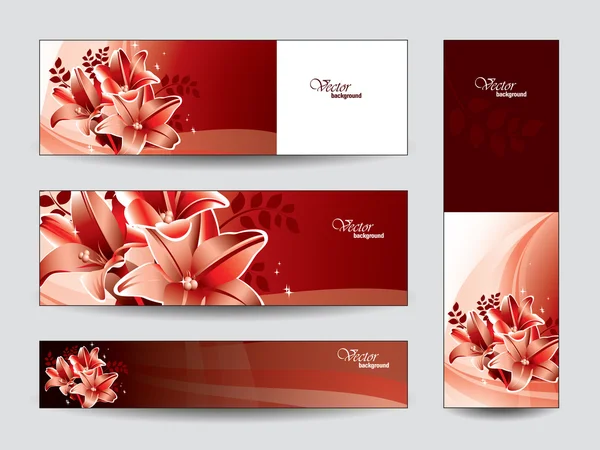 Banners de vectores con flores de lirio . — Archivo Imágenes Vectoriales