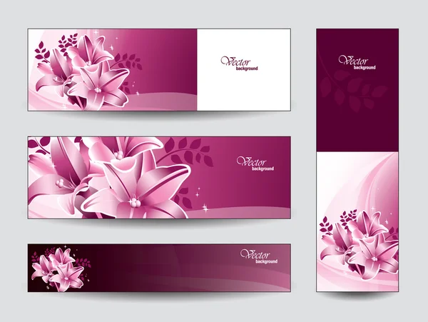 Vektor banners med lily blommor. — Stock vektor