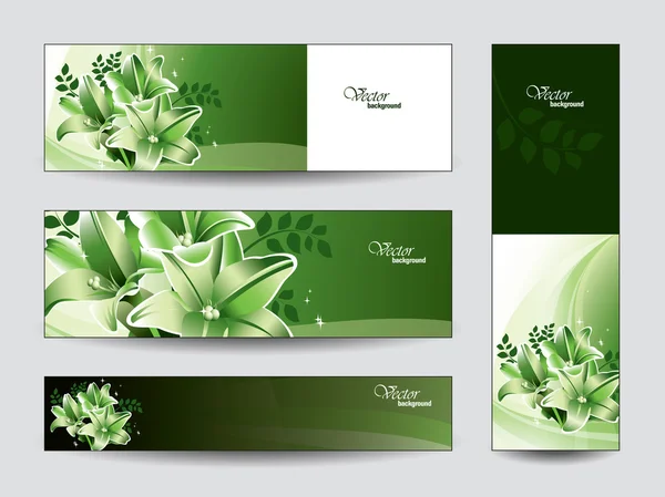 Vector Banners with Lily Flowers. — Stock Vector
