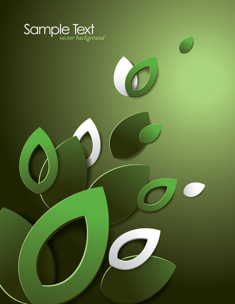 Abstract Vector Background with 3D Leaves.