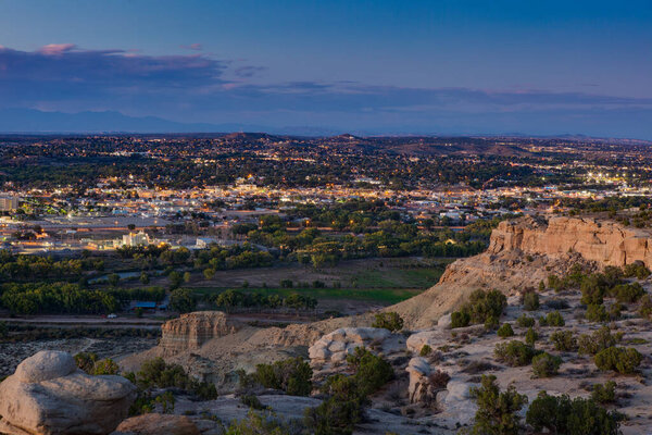 City of Farmington, New Mexico at dusk