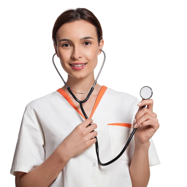 Nurse holding stethoscope — Stock Photo, Image