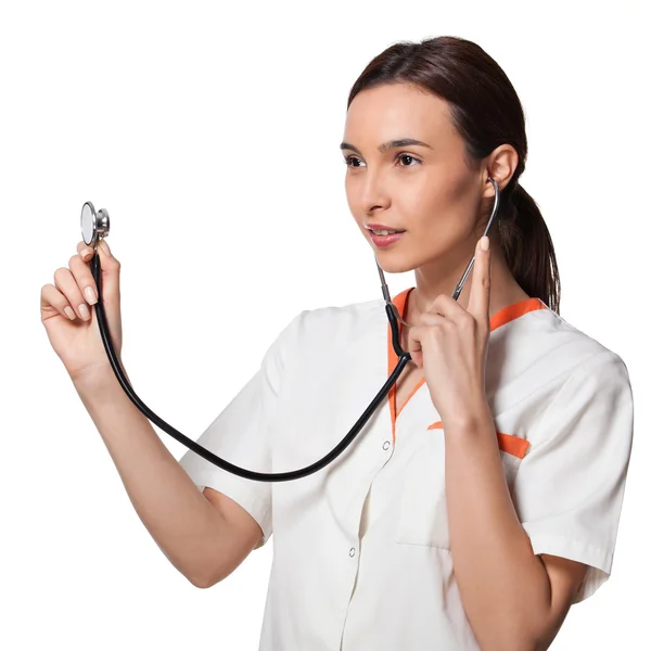 Nurse holding stethoscope — Stock Photo, Image