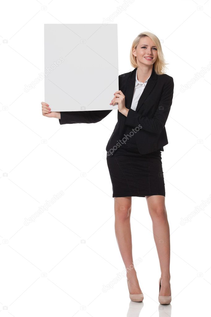 businesswoman with cardboard