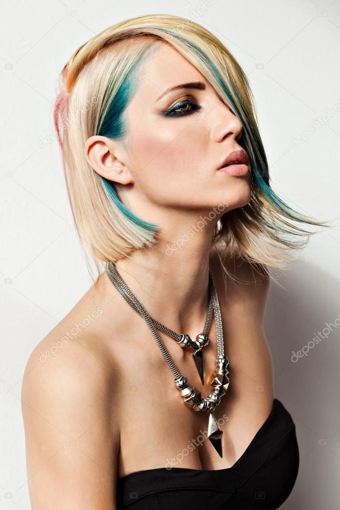 Model with dyed hair