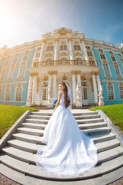 Luxusní nevěsty poblíž palace — Stock fotografie