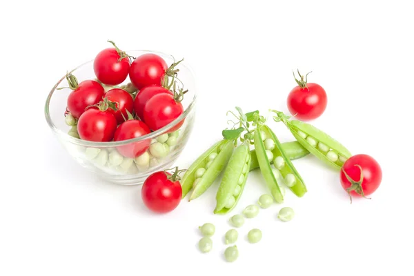 Erbsen und Tomaten — Stockfoto