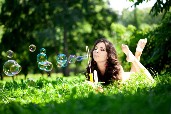 Woman and soap bubbles