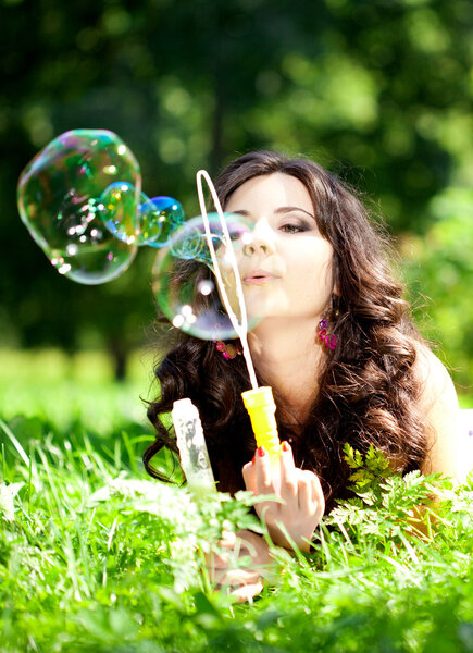 Woman and soap bubbles