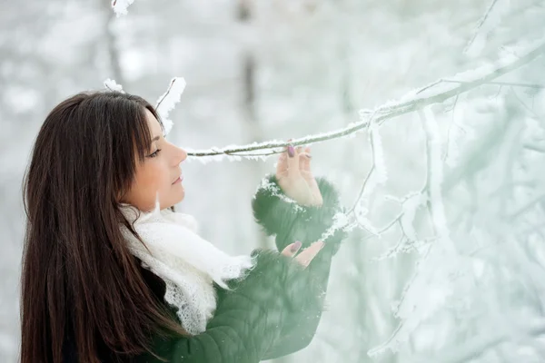 Skönhet vintern kvinna — Stockfoto