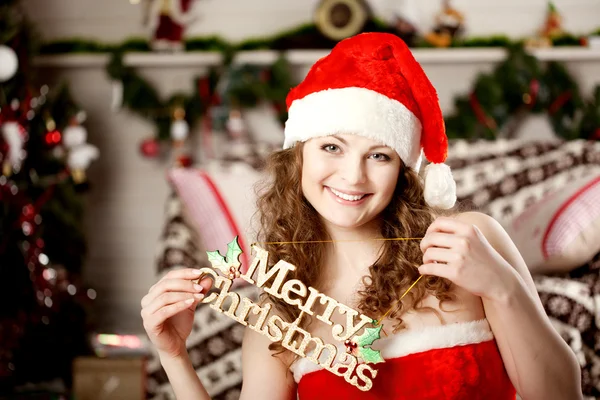 Красивая рождественская женщина Стоковое Фото