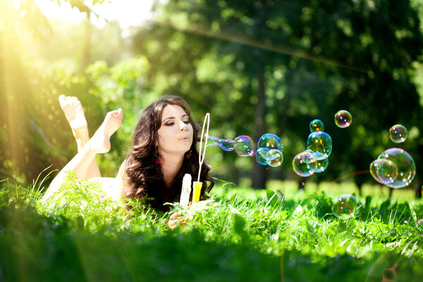 Woman and soap bubbles