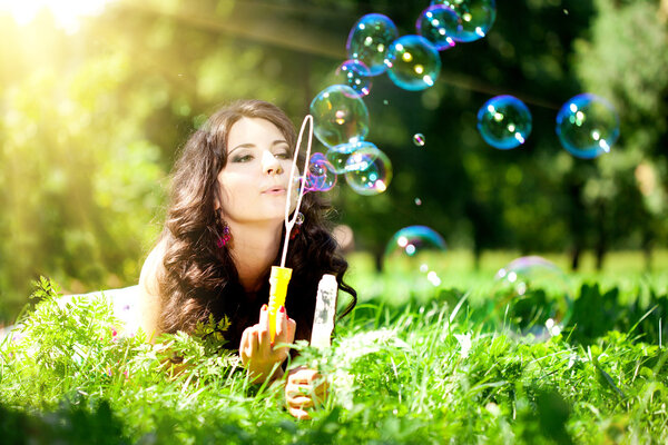 Woman and soap bubbles