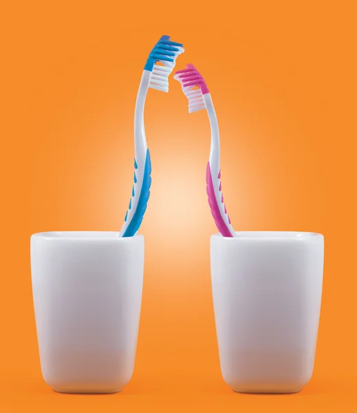Toothbrushes. Love concept — Stock Photo, Image