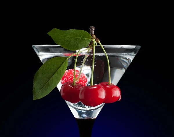 Cherries in a martini glass. Clipping path — Stock Photo, Image