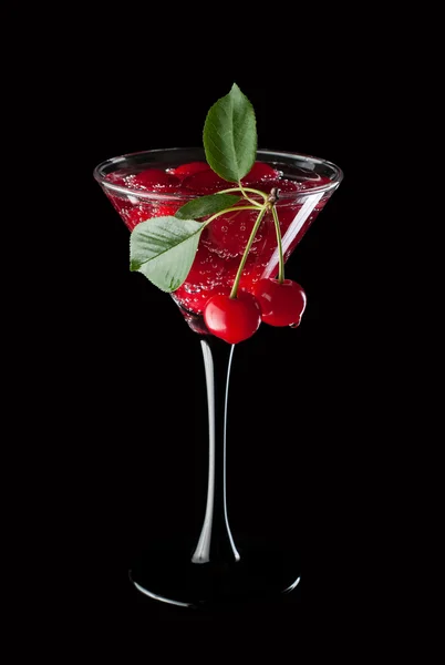 Cherries in a martini glass — Stock Photo, Image