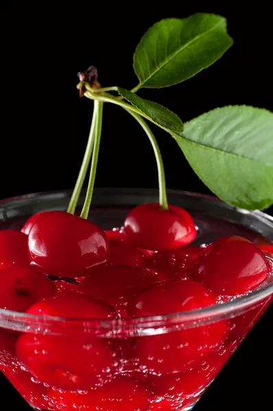 Cherries in a martini glass — Stock Photo, Image