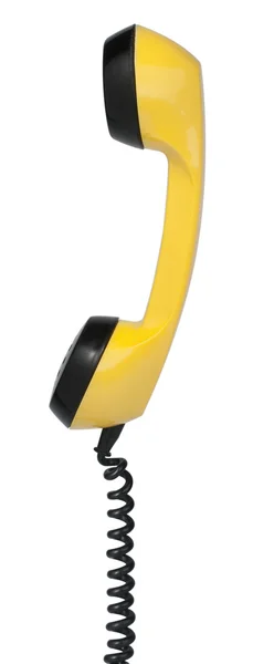 Auricular de teléfono amarillo vintage. Aislado sobre blanco — Foto de Stock