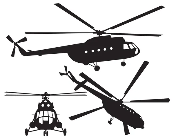 Helikopter siluet. 8. mi. vektör çizim — Stockvector