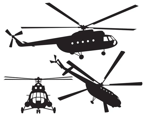 Helikopter sziluettje. 8. mi. vektoros illusztráció — Stock Vector