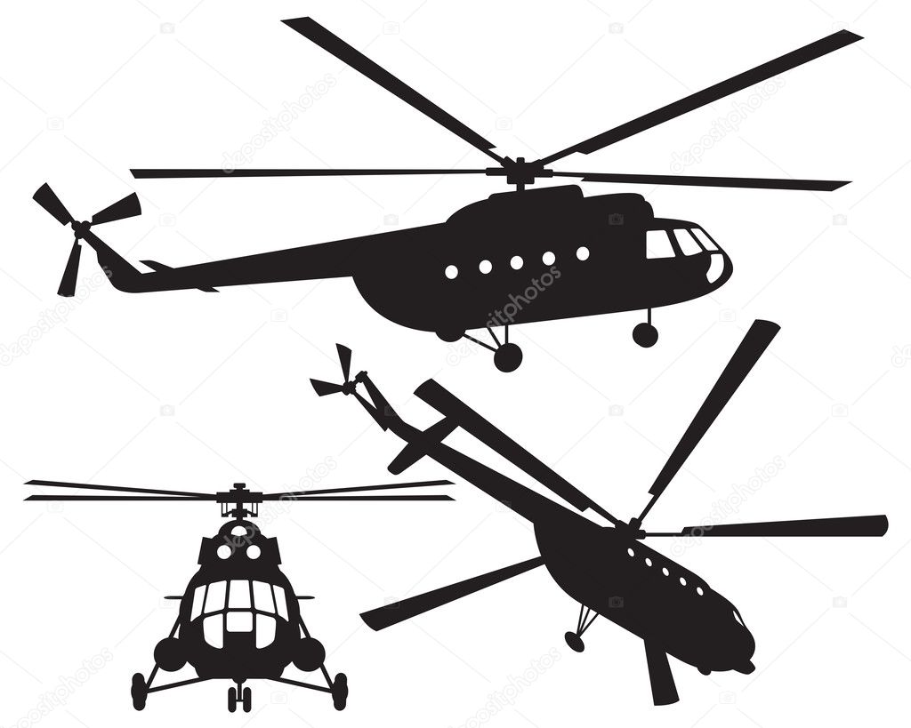 Helicopter silhouette. Mi 8. Vector illustration
