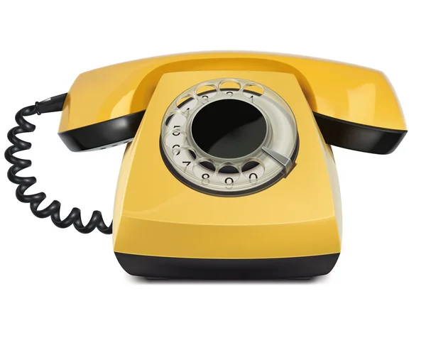 Teléfono amarillo, vintage, aislado. Ilustración vectorial — Vector de stock