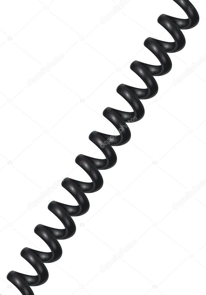 Spiral telephone cable isolated on white. Vector illustration