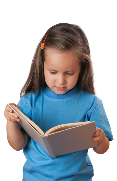 Девушка читает книгу. Isolated — стоковое фото