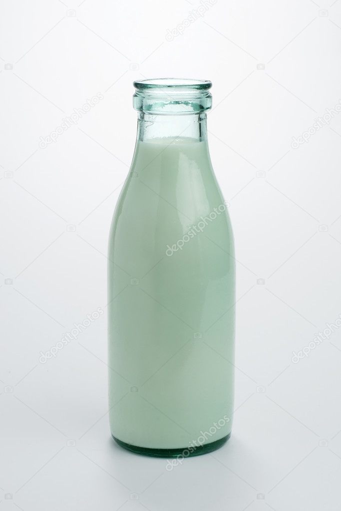 Bottle of milk on white. Clipping path