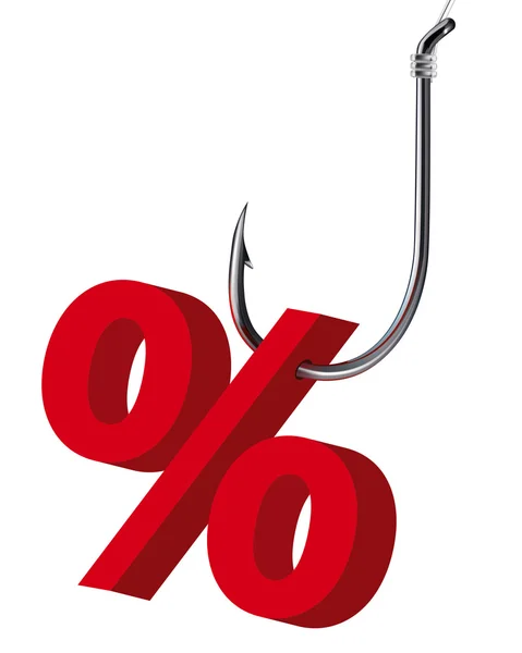Percent sign on the hook. Isolated. Vector illustration — Stock Vector