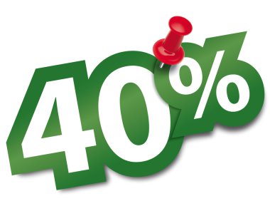 % 40 'ı raptiyeyle yapıştırılmış. Vektör illüstrasyonu