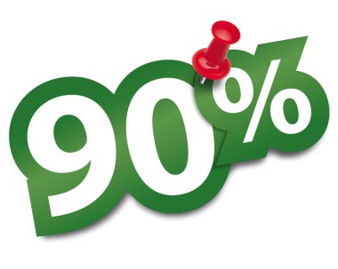 % 90'ı etiket bir raptiye ile sabit. vektör çizim