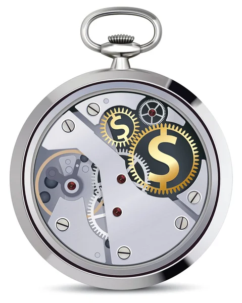 Stopwatch works with coins signs. Illustration — Stock Photo, Image