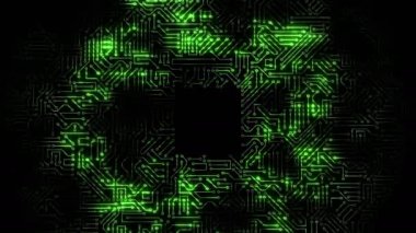 Elektriksel itici güç, mikro devrenin devrelerinden geçiyor. Bilgisayar devre kartındaki bir enerji dalgasına dayanıyor. Döngülü