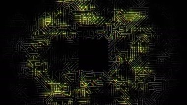 Elektriksel itici güç, mikro devrenin devrelerinden geçiyor. Bilgisayar devre kartındaki bir enerji dalgasına dayanıyor. Döngülü