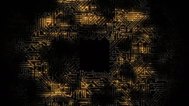 Elektriksel itici güç, mikro devrenin devrelerinden geçiyor. Bilgisayar devre kartındaki bir enerji dalgasına dayanıyor. Döngülü